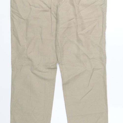 Marks and Spencer Men's Beige Linen Cotton Chino Trousers 34L