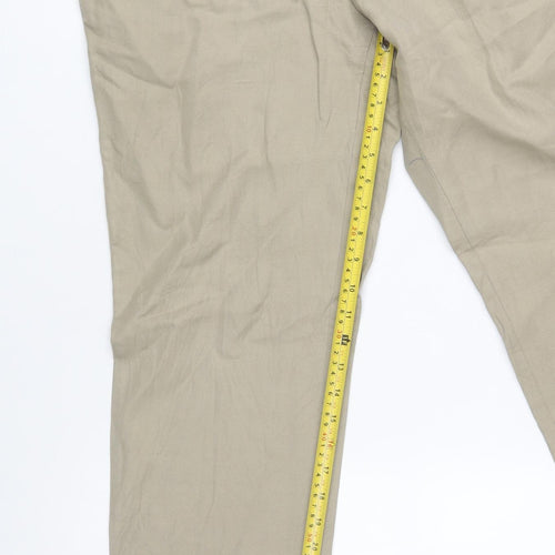Marks and Spencer Men's Beige Linen Cotton Chino Trousers 34L