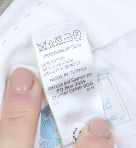 Marks and Spencer Men's Beige Linen Cotton Chino Trousers 34L