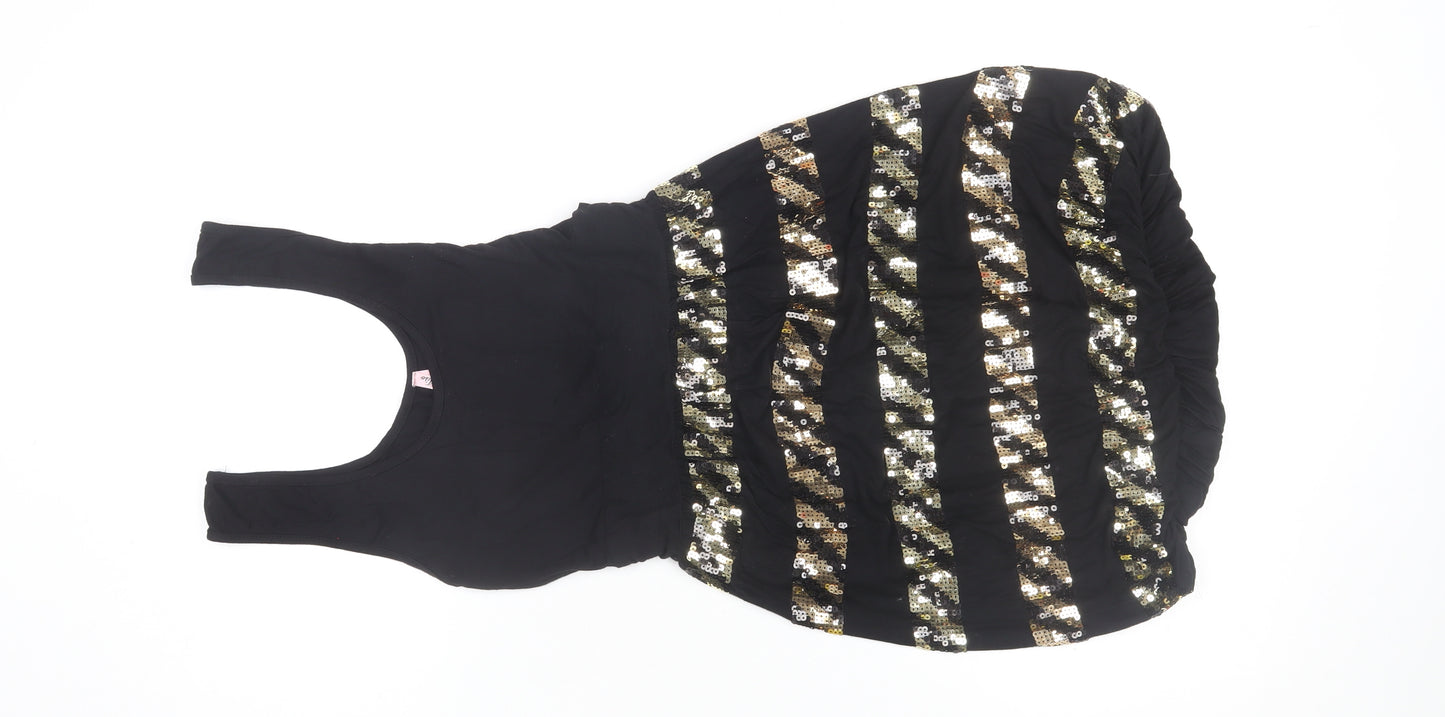 Miso Women Black Size 10 Sequin Sleeveless Bodycon Party Dress