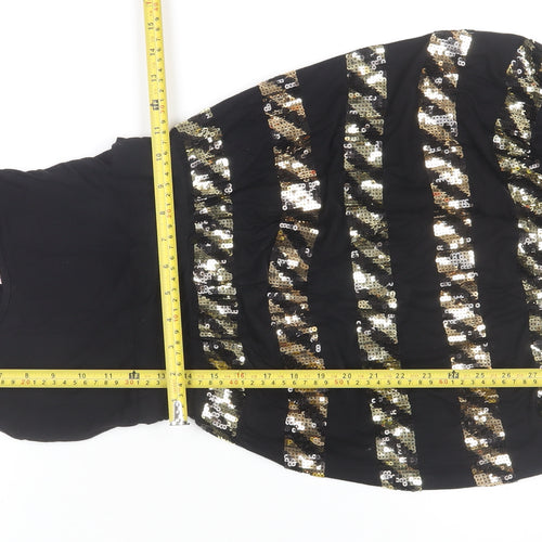 Miso Women Black Size 10 Sequin Sleeveless Bodycon Party Dress