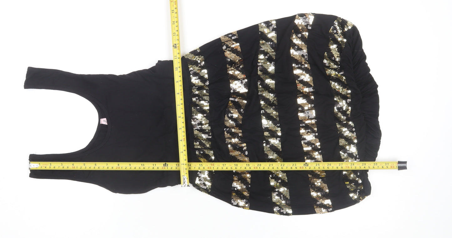 Miso Women Black Size 10 Sequin Sleeveless Bodycon Party Dress