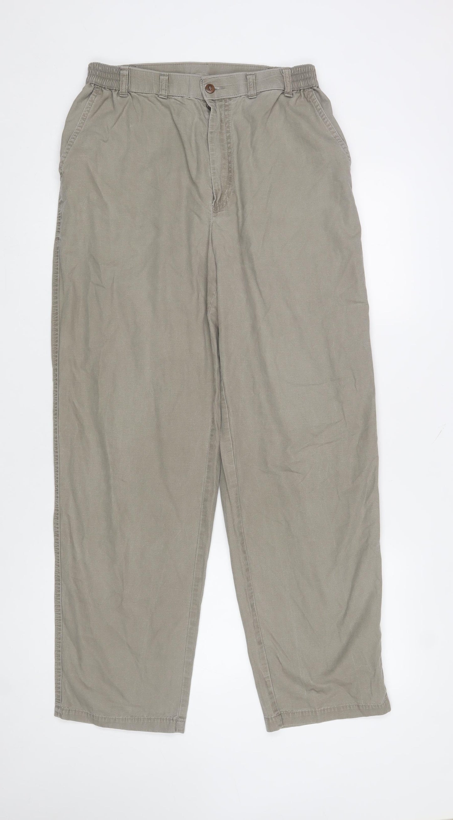 Marks and Spencer Men Light Taupe Cotton Chino Trousers 34in Waist 31in Leg