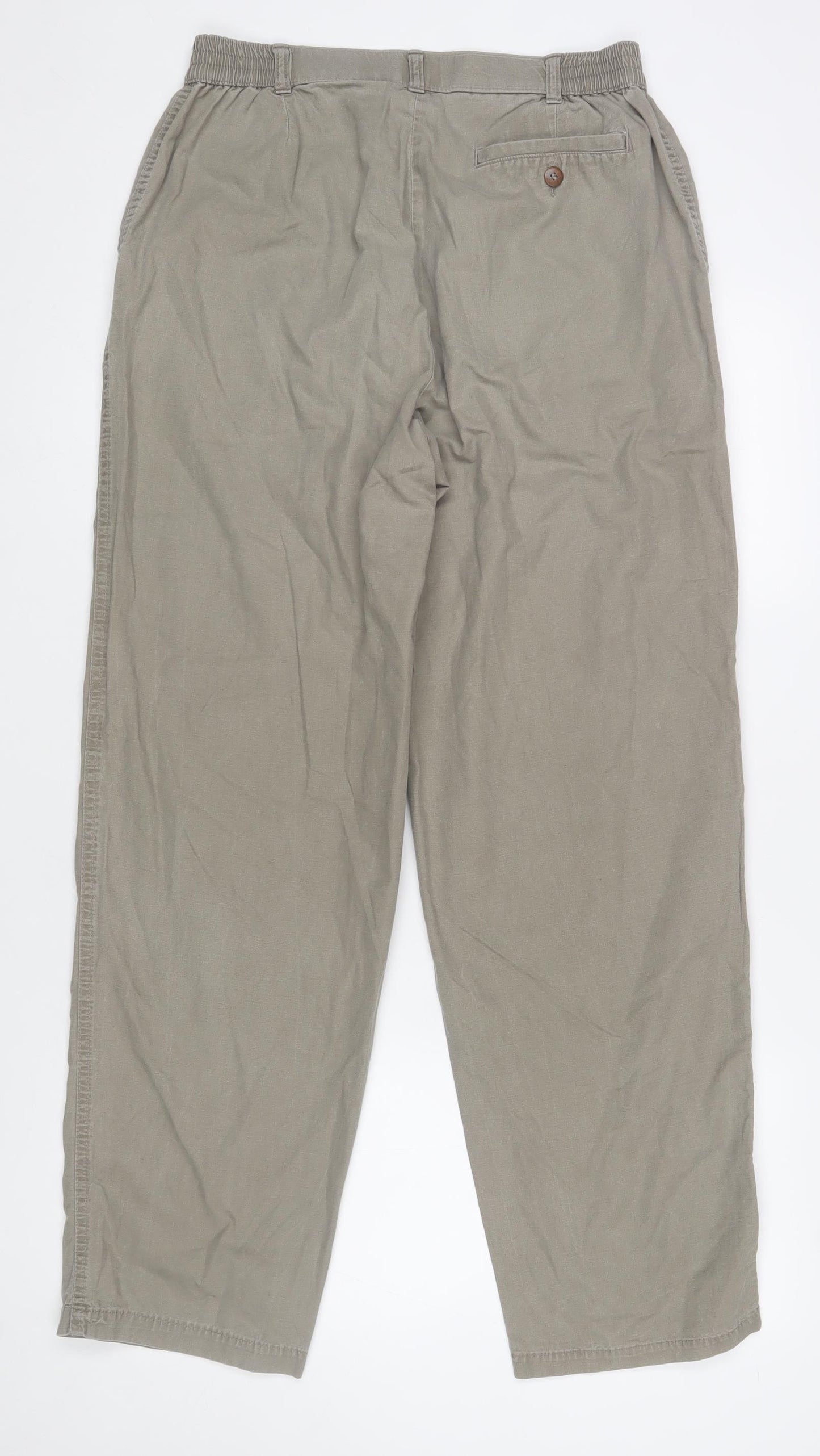 Marks and Spencer Men Light Taupe Cotton Chino Trousers 34in Waist 31in Leg