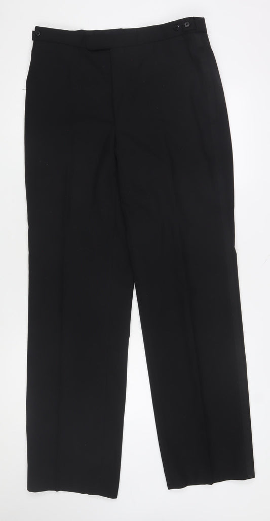 Marks and Spencer St Michael Men's Black Wool Blend Dress Trousers 34W 33L Classic Fit