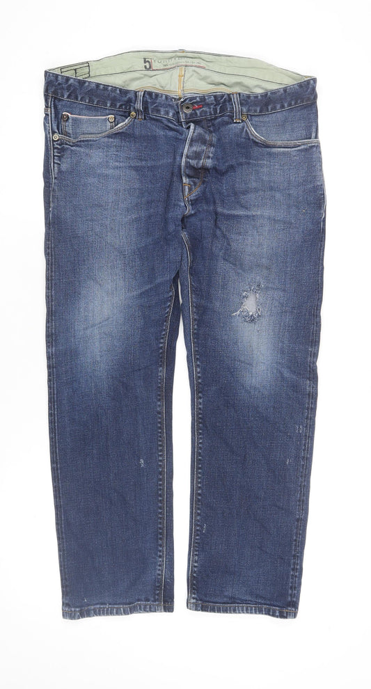 Tommy Hilfiger Men's Blue 38x30 Regular Straight Denim Jeans
