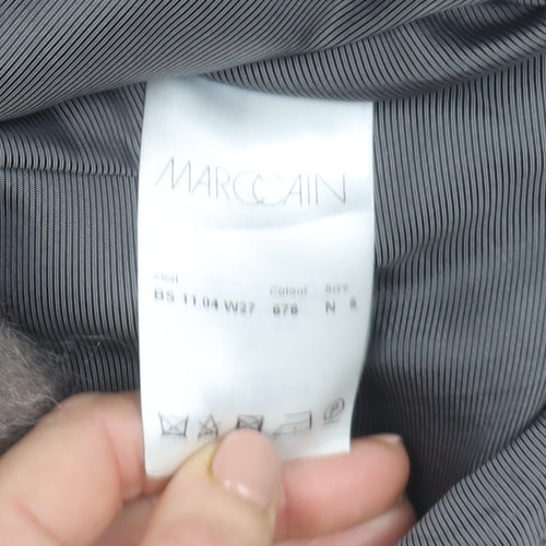 Marc Cain Sports Womens Grey Wool Blend Check Mid-Length Coat Size S