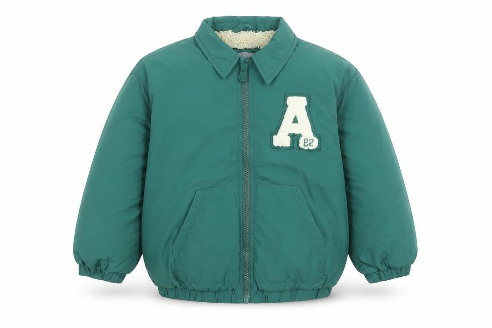 Front view of Next boys’ green 3-4 years bomber jacket nylon lined full zip casual