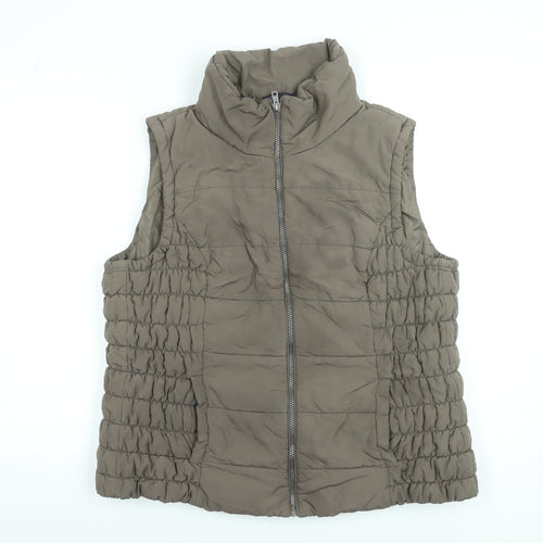 Marks and Spencer Women Brown Puffer Waistcoat XL Sleeveless Zip