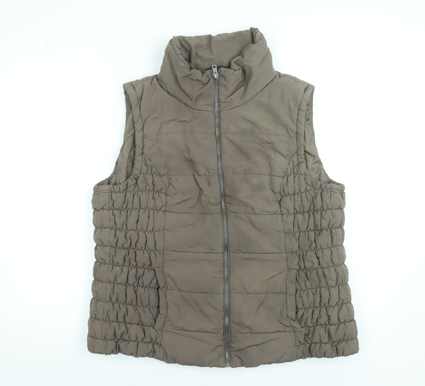 Marks and Spencer Women Brown Puffer Waistcoat XL Sleeveless Zip