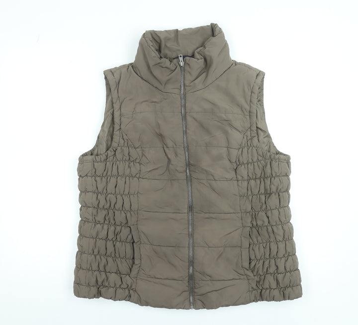 Marks and Spencer Women Brown Puffer Waistcoat XL Sleeveless Zip