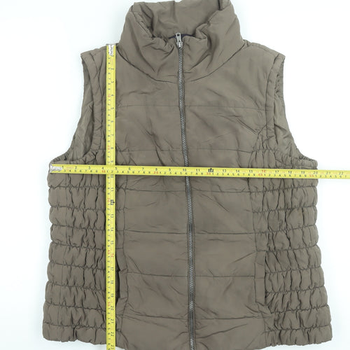 Marks and Spencer Women Brown Puffer Waistcoat XL Sleeveless Zip