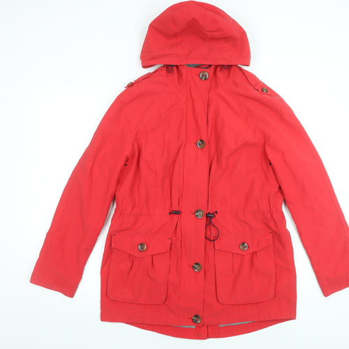 Marks and Spencer Women’s Red Hooded Cotton Blend Parka Jacket Size 12