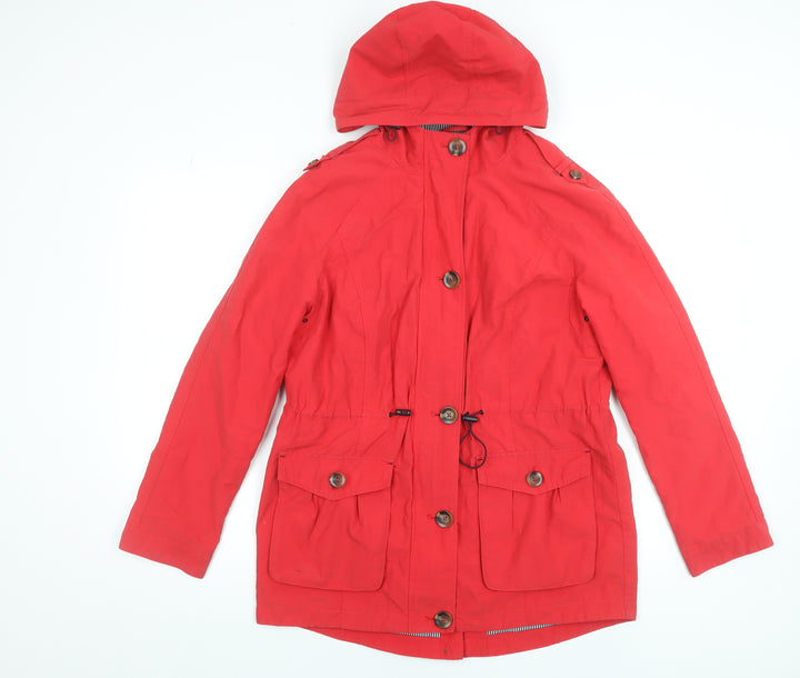 Marks and Spencer Women’s Red Hooded Cotton Blend Parka Jacket Size 12