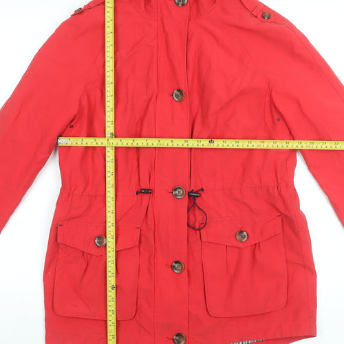 Marks and Spencer Women’s Red Hooded Cotton Blend Parka Jacket Size 12