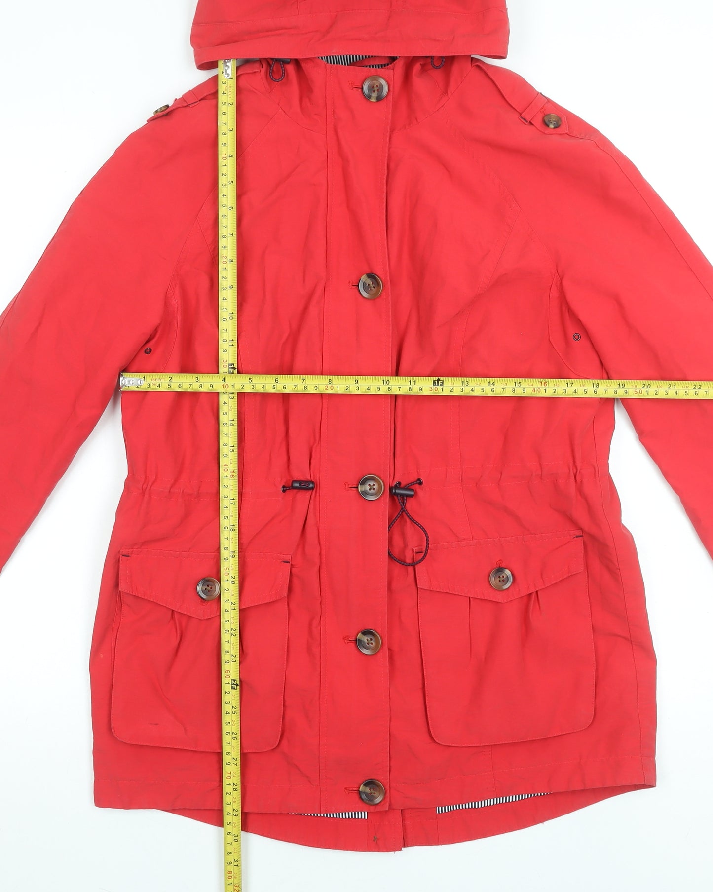 Marks and Spencer Women’s Red Hooded Cotton Blend Parka Jacket Size 12