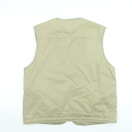 Kazah Men’s Beige Cotton Bodywarmer Waistcoat L Faux Fur Lined Outdoor Vest