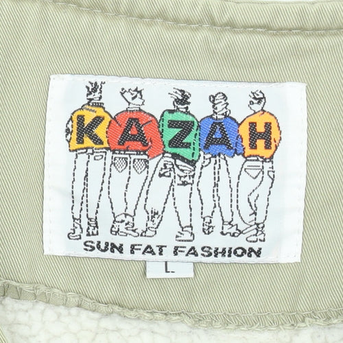 Kazah Men’s Beige Cotton Bodywarmer Waistcoat L Faux Fur Lined Outdoor Vest