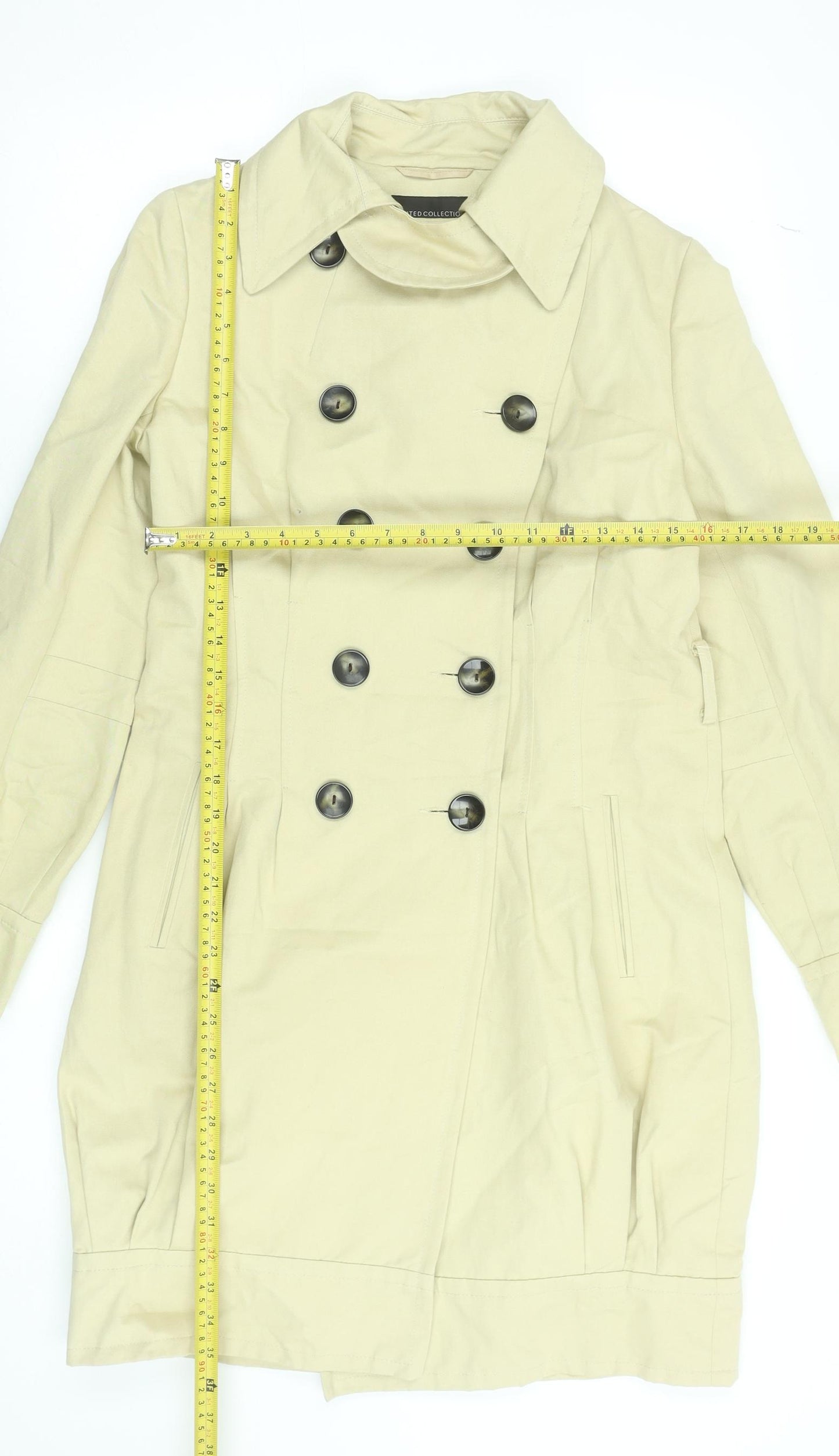 Marks and Spencer Women Beige Trench Coat UK 10 Cotton Linen Blend