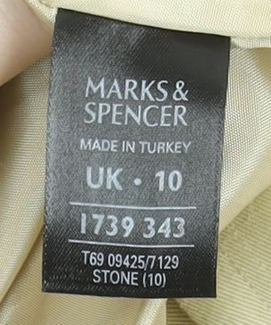 Marks and Spencer Women Beige Trench Coat UK 10 Cotton Linen Blend