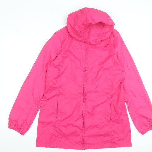 Lands' End Womens Pink Hooded Rain Coat Jacket Size M Water Resistant