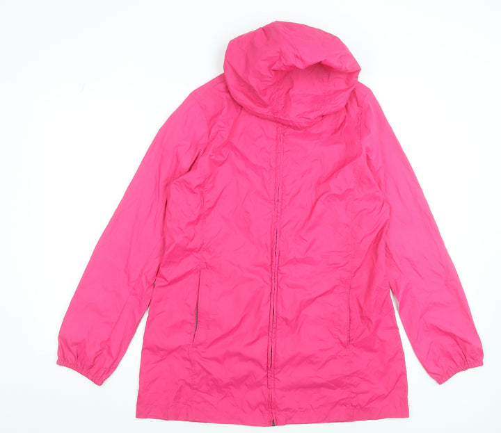 Lands' End Womens Pink Hooded Rain Coat Jacket Size M Water Resistant
