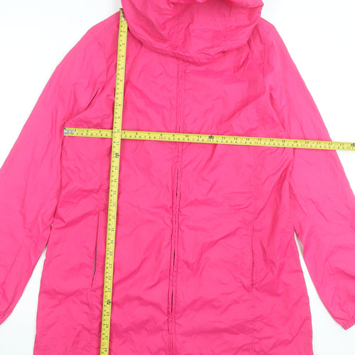 Lands' End Womens Pink Hooded Rain Coat Jacket Size M Water Resistant