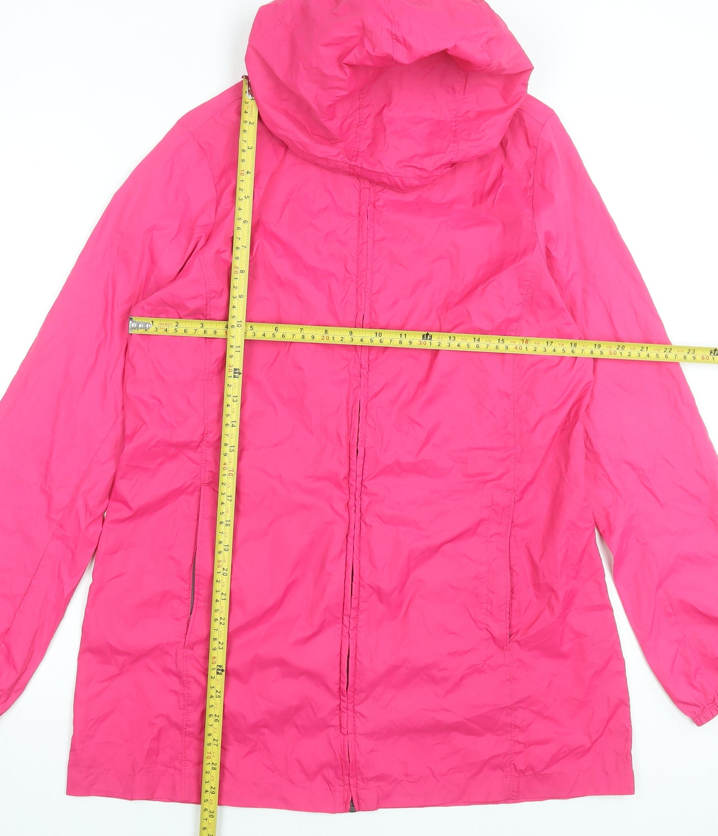 Lands' End Womens Pink Hooded Rain Coat Jacket Size M Water Resistant