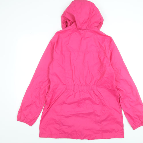 Lands' End Womens Pink Hooded Rain Coat Jacket Size M Water Resistant
