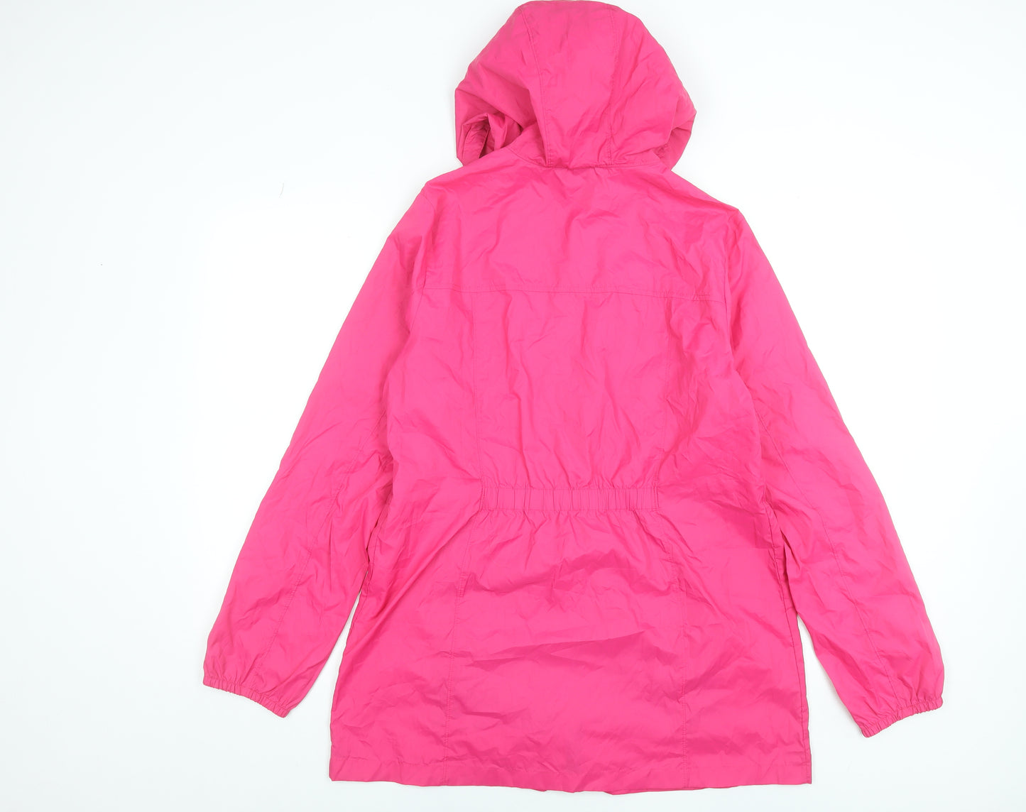 Lands' End Womens Pink Hooded Rain Coat Jacket Size M Water Resistant
