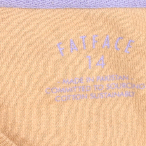FatFace Womens Beige Cotton Sweatshirt Size 14 Graphic Print Crew Neck