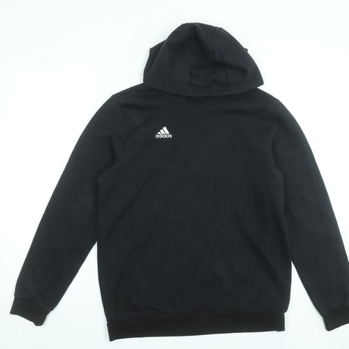 Adidas Boys Black Pullover Hoodie XL 15-16 Years Cotton Blend Logo