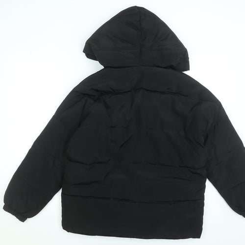 Boohoo Womens Black Hooded Puffer Jacket Size 8 Winter Coat