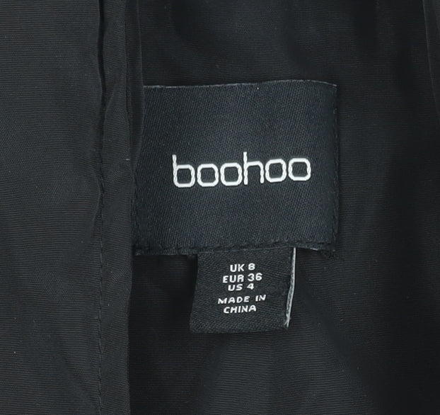 Boohoo Womens Black Hooded Puffer Jacket Size 8 Winter Coat
