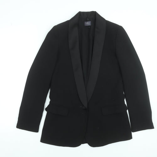 Marks and Spencer Women’s Black Tuxedo Blazer UK 6 Shawl Collar One Button