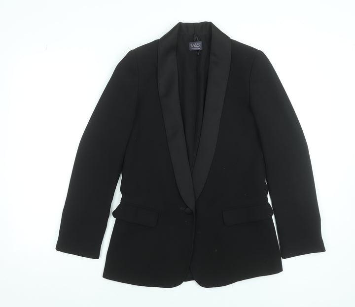 Marks and Spencer Women’s Black Tuxedo Blazer UK 6 Shawl Collar One Button