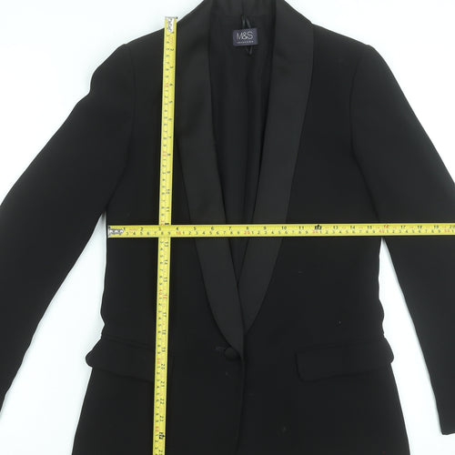 Marks and Spencer Women’s Black Tuxedo Blazer UK 6 Shawl Collar One Button