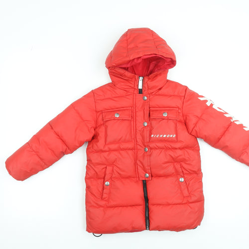 Richmond Sport Boys Red Hooded Puffer Jacket 4 Years Winter Coat