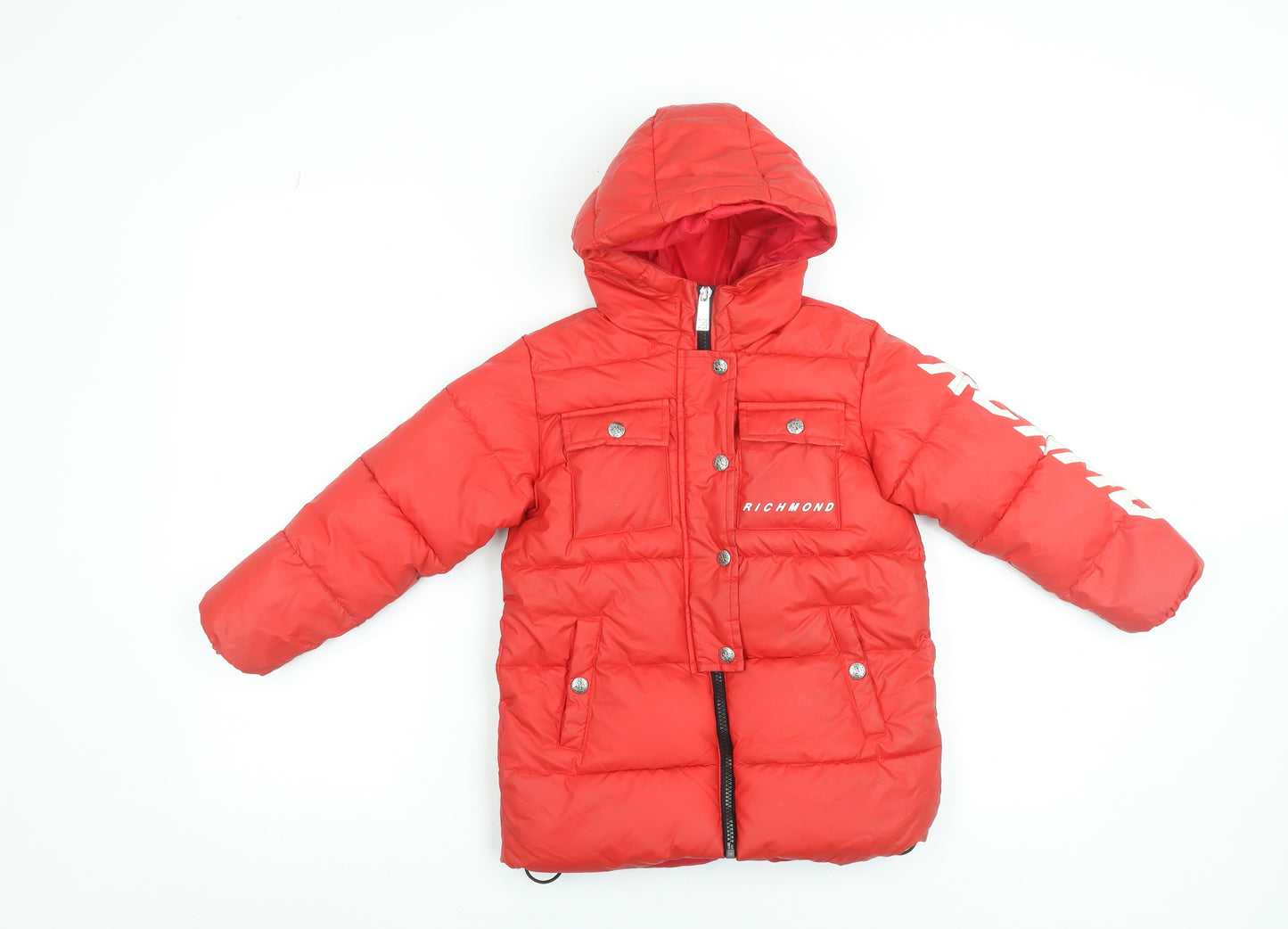 Richmond Sport Boys Red Hooded Puffer Jacket 4 Years Winter Coat