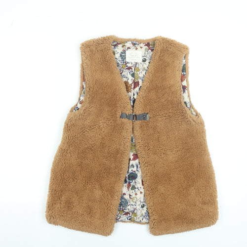 Zara Girls Brown Faux Fur Lined Waistcoat 13-14 Years Autumn Winter Outerwear
