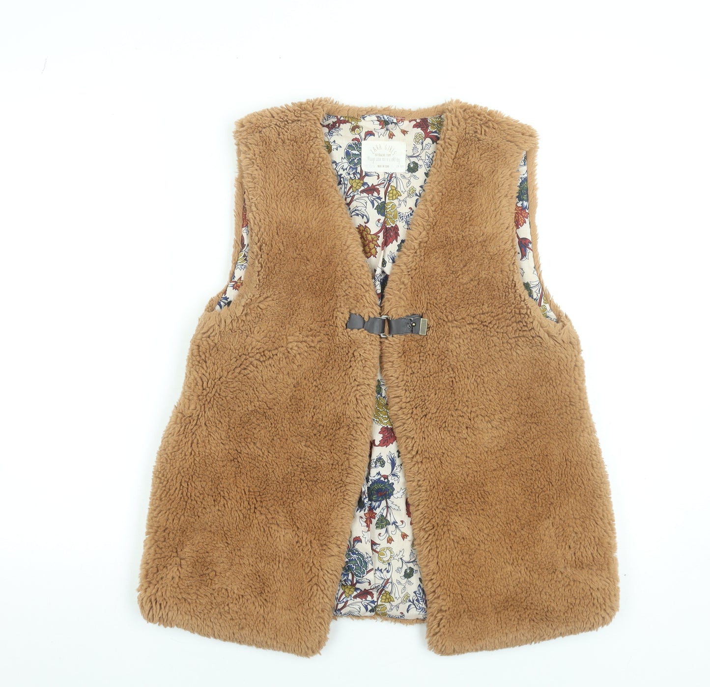 Zara Girls Brown Faux Fur Lined Waistcoat 13-14 Years Autumn Winter Outerwear