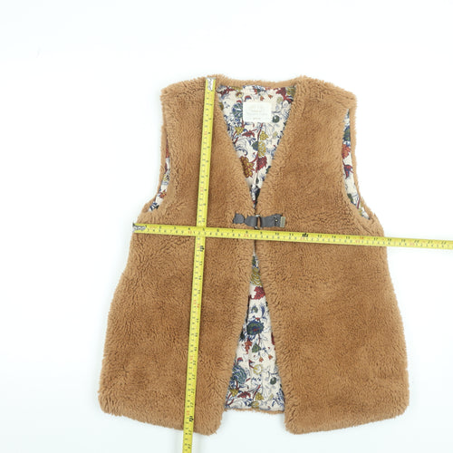Zara Girls Brown Faux Fur Lined Waistcoat 13-14 Years Autumn Winter Outerwear