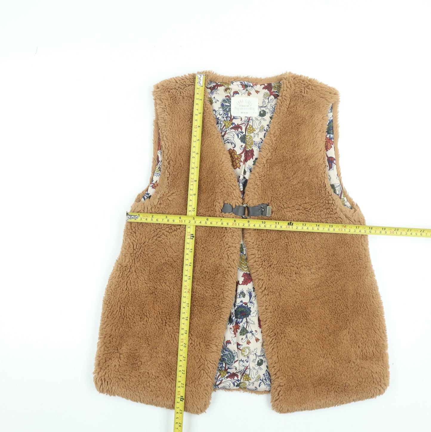 Zara Girls Brown Faux Fur Lined Waistcoat 13-14 Years Autumn Winter Outerwear