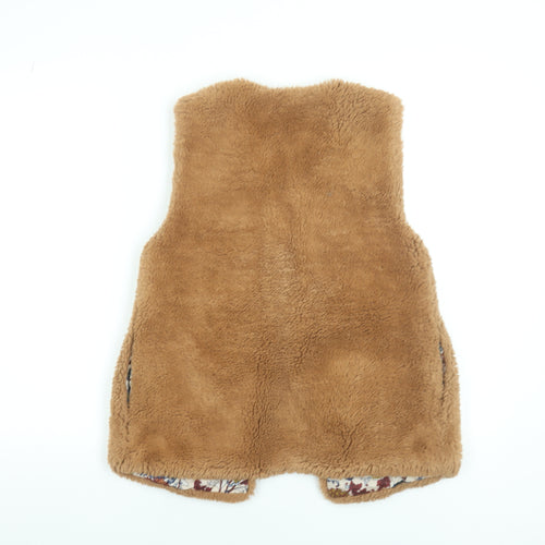 Zara Girls Brown Faux Fur Lined Waistcoat 13-14 Years Autumn Winter Outerwear
