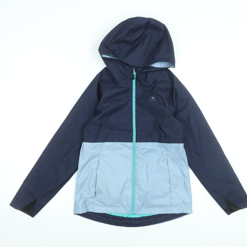 Quechua Girls Blue Waterproof Hooded Rain Jacket 10-11 Years