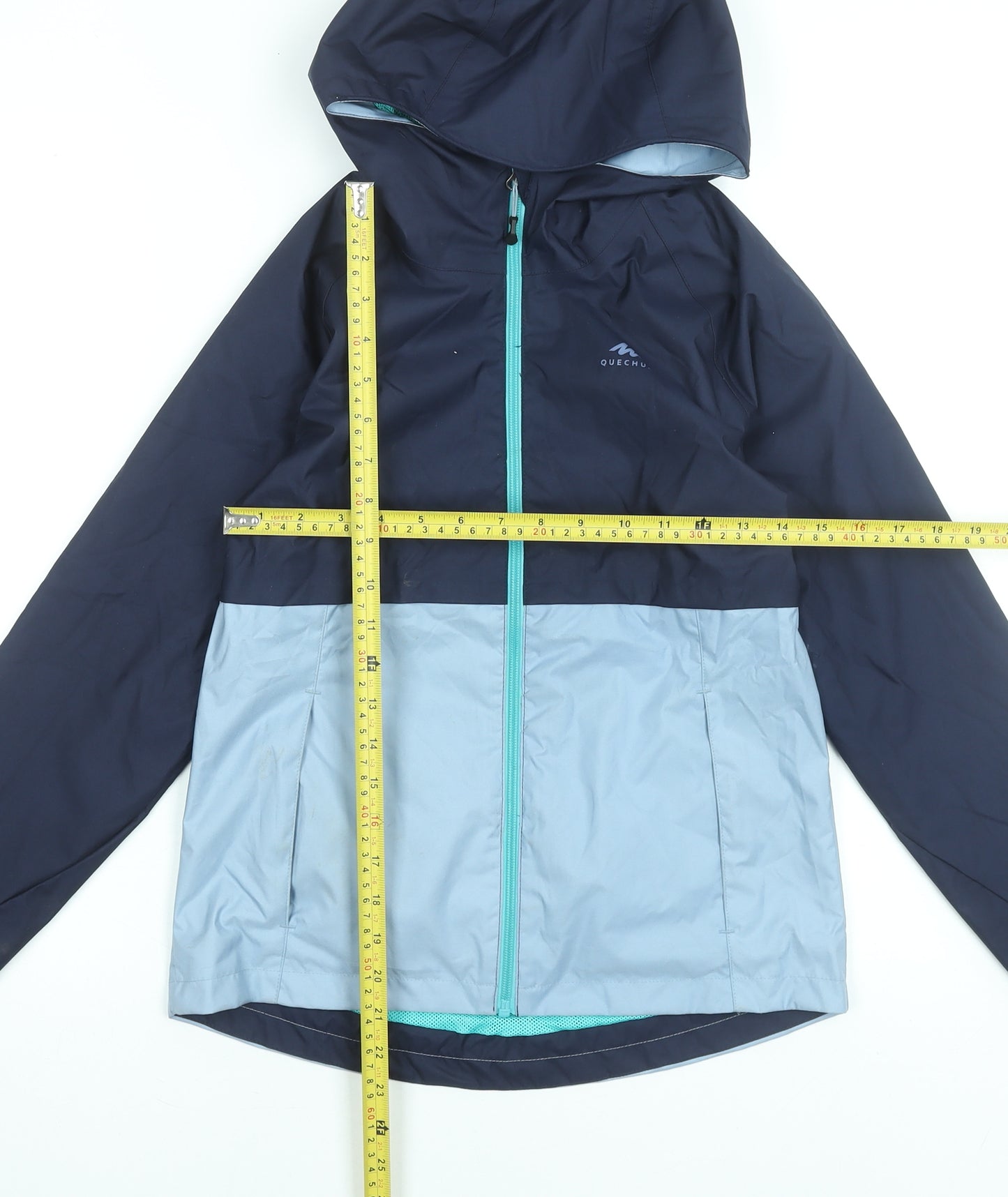 Quechua Girls Blue Waterproof Hooded Rain Jacket 10-11 Years