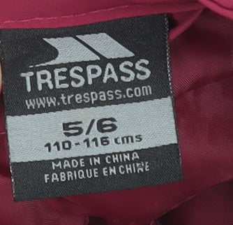 Trespass Girls Pink Puffer Waistcoat 5-6 Years Quilted Lined Zip Jacket