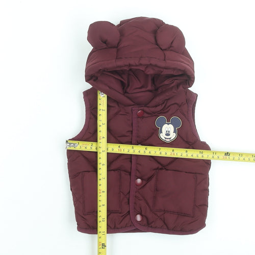 Disney Baby at George Red Quilted Mickey Mouse Hooded Puffer Waistcoat 0-3 Months