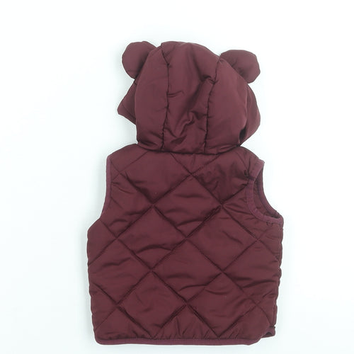 Disney Baby at George Red Quilted Mickey Mouse Hooded Puffer Waistcoat 0-3 Months