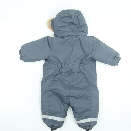 H&M Unisex Baby Grey Hooded Snowsuit 3-6 Months Winter Padded Zip